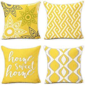 Set of 4 Decorative Throw Pillow Covers | 18" x 18" | Geometric Print |